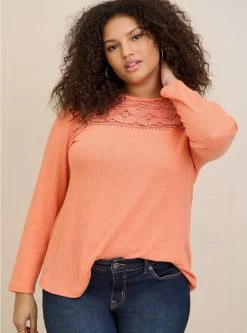 TORRID Waffle Crochet Yoke Top