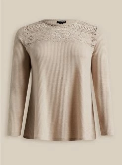 TORRID Waffle Crochet Yoke Top -Cheap Torrid Shop 19661968 06405 flat