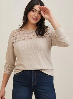 TORRID Waffle Crochet Yoke Top