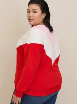 TORRID Relaxed Fit Super Soft Fleece Chevron Colorblock Lace Sweatshirt -Cheap Torrid Shop 19662032 00006 av2