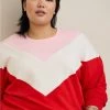 TORRID Relaxed Fit Super Soft Fleece Chevron Colorblock Lace Sweatshirt -Cheap Torrid Shop 19662032 00006 hi