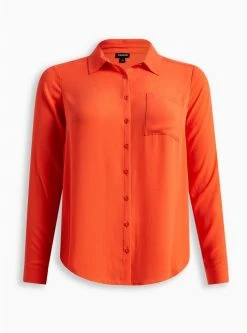 TORRID Lizzie Georgette Button-Up Long Sleeve Shirt 9 TORRID Lizzie Georgette Button-Up Long Sleeve Shirt -Cheap Torrid Shop 19665486 01185 flat