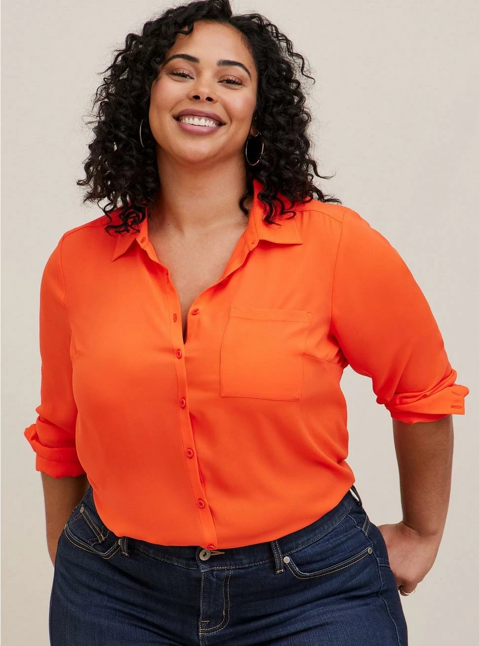 TORRID Lizzie Georgette Button-Up Long Sleeve Shirt 3 TORRID Lizzie Georgette Button-Up Long Sleeve Shirt