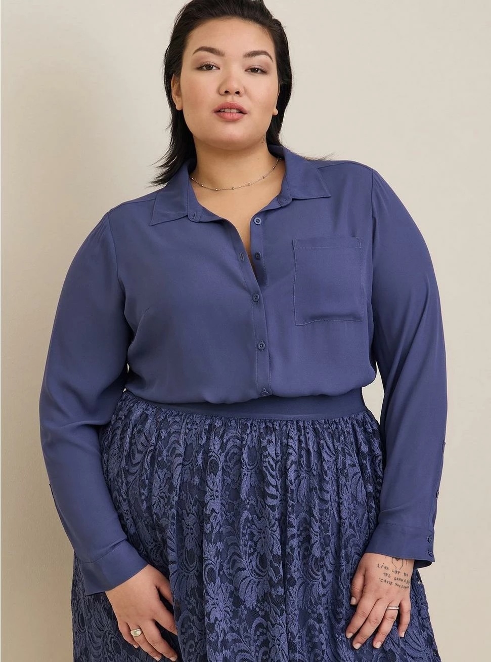 TORRID Lizzie Georgette Button-Up Long Sleeve Shirt 3 TORRID Lizzie Georgette Button-Up Long Sleeve Shirt