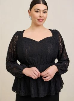 TORRID Peplum Lace Puff Sleeve Top