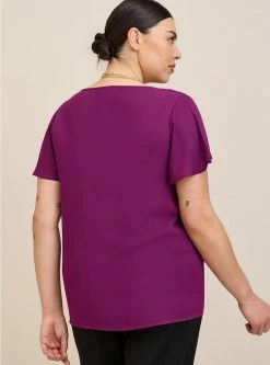 TORRID Georgette Cowl Neck Short Sleeve Blouse -Cheap Torrid Shop 19665592 06555 av2