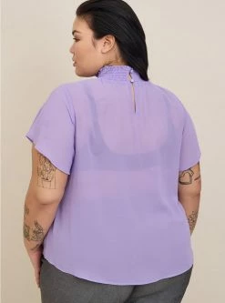 TORRID Chiffon Mock Neck Flutter Sleeve Top -Cheap Torrid Shop 19665650 10186 av2