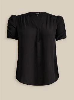 TORRID Harper Georgette Ruched Short Sleeve Blouse 11 TORRID Harper Georgette Ruched Short Sleeve Blouse -Cheap Torrid Shop 19665719 00684 flat