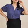 TORRID Harper Georgette Ruched Short Sleeve Blouse 2 TORRID Harper Georgette Ruched Short Sleeve Blouse -Cheap Torrid Shop 19665719 10189 hi