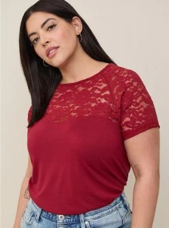 TORRID Super Soft Lace Mix Sweetheart Raglan Tee