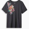 Null Floral Watercolor Classic Fit Heritage Slub Crew Neck Roll Sleeve Tee