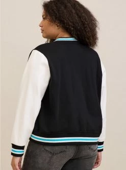 TORRID Fleece Faux Leather Sleeve Varsity Bomber Jacket -Cheap Torrid Shop 19673503 00684 av2