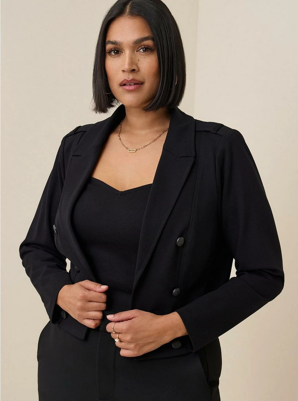 TORRID Lightweight Ponte Crop Military Blazer 4 TORRID Lightweight Ponte Crop Military Blazer - Image 2