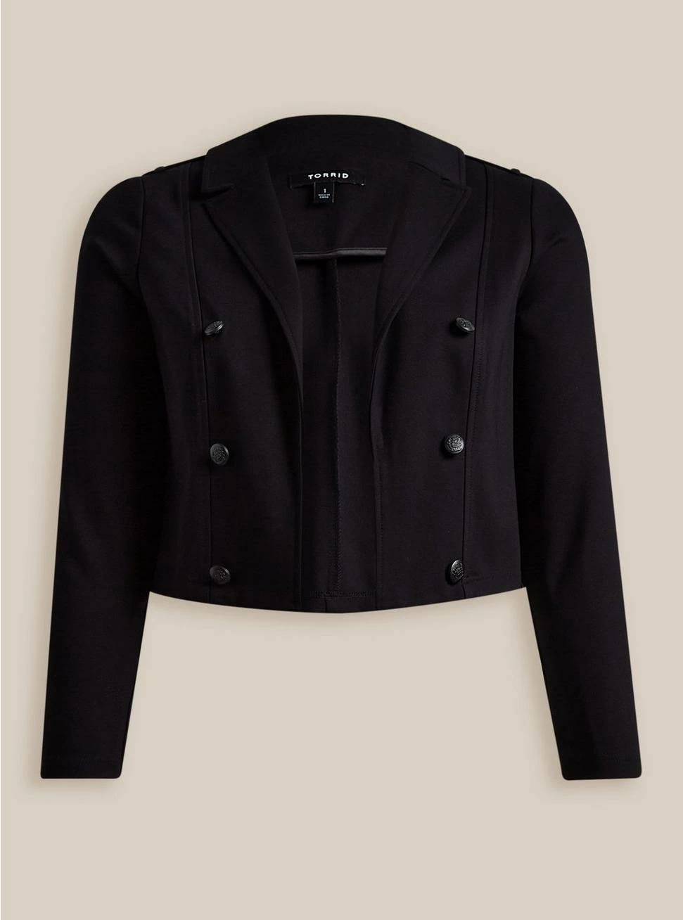 TORRID Lightweight Ponte Crop Military Blazer 6 TORRID Lightweight Ponte Crop Military Blazer - Image 4