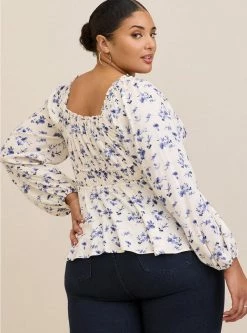 TORRID Rayon Slub Waist Detail Blouson Sleeve Top -Cheap Torrid Shop 19675250 08361 av2