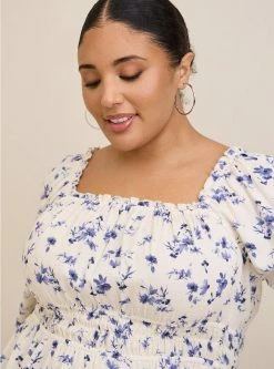 TORRID Rayon Slub Waist Detail Blouson Sleeve Top -Cheap Torrid Shop 19675250 08361 av3