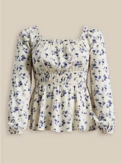 TORRID Rayon Slub Waist Detail Blouson Sleeve Top -Cheap Torrid Shop 19675250 08361 flat