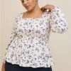 TORRID Rayon Slub Waist Detail Blouson Sleeve Top