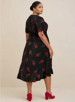 TORRID Midi Brushed Charmeuse Wrap Dress -Cheap Torrid Shop 19688122 09852 av1