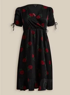 TORRID Midi Brushed Charmeuse Wrap Dress -Cheap Torrid Shop 19688122 09852 flat