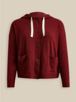 TORRID Super Soft Plush Waffle Hooded Button Front Lounge Cardigan -Cheap Torrid Shop 40025058 01558 flat
