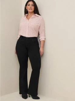 TORRID Lizzie Cotton Button-Down Long Sleeve Shirt -Cheap Torrid Shop 40025104 01544 av1