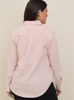 TORRID Lizzie Cotton Button-Down Long Sleeve Shirt -Cheap Torrid Shop 40025104 01544 av2