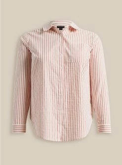 TORRID Lizzie Cotton Button-Down Long Sleeve Shirt -Cheap Torrid Shop 40025104 01544 flat