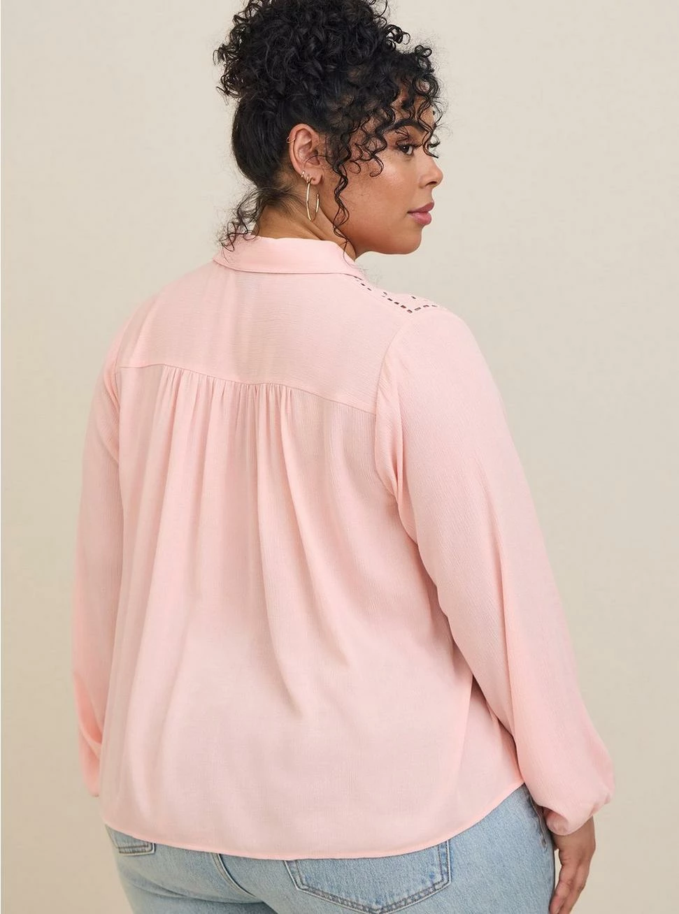 TORRID Madison Shirring And Embroidered Long Sleeve Shirt 5 TORRID Madison Shirring And Embroidered Long Sleeve Shirt - Image 3