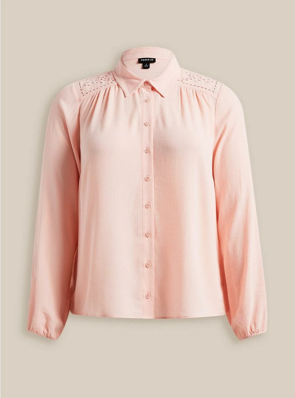 TORRID Madison Shirring And Embroidered Long Sleeve Shirt 7 TORRID Madison Shirring And Embroidered Long Sleeve Shirt - Image 5