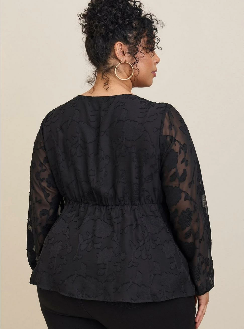 TORRID Babydoll Clip Floral Long Sleeve Top 5 TORRID Babydoll Clip Floral Long Sleeve Top - Image 3