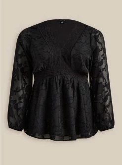 TORRID Babydoll Clip Floral Long Sleeve Top 9 TORRID Babydoll Clip Floral Long Sleeve Top -Cheap Torrid Shop 40030137 00684 flat