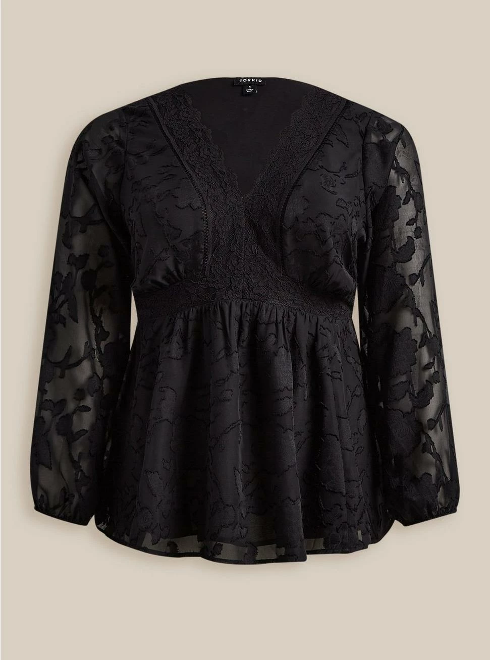 TORRID Babydoll Clip Floral Long Sleeve Top 6 TORRID Babydoll Clip Floral Long Sleeve Top - Image 4