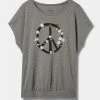 Null Moon Phase Relaxed Fit Super Soft Slub Crew Neck Dolman Banded Foil Tee