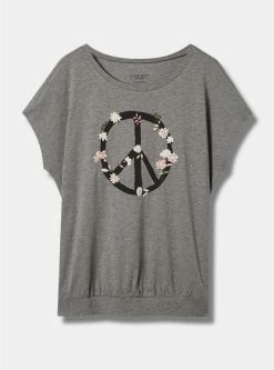 Null Moon Phase Relaxed Fit Super Soft Slub Crew Neck Dolman Banded Foil Tee