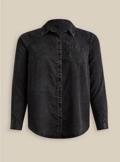TORRID Lizzie Tencel Button Down Long Sleeve Shirt -Cheap Torrid Shop 40035316 08305 flat