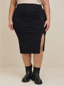 TORRID Midi Studio Luxe Ponte Cinched Pencil Skirt -Cheap Torrid Shop 40050393 00684 av1