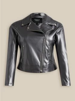 TORRID Faux Leather Metallic Moto Jacket -Cheap Torrid Shop 40055350 01203 flat