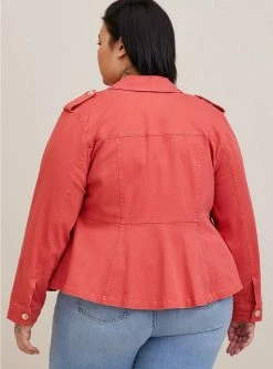 TORRID Stretch Twill Peplum Utility Jacket -Cheap Torrid Shop 40055360 10328 av2