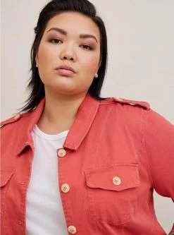 TORRID Stretch Twill Peplum Utility Jacket -Cheap Torrid Shop 40055360 10328 av3