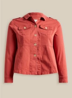 TORRID Stretch Twill Peplum Utility Jacket -Cheap Torrid Shop 40055360 10328 flat