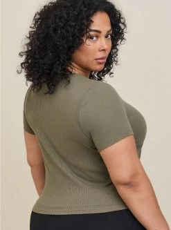 TORRID Fitted Super Soft Rib Short Sleeve Baby Tee -Cheap Torrid Shop 40055509 00252 av2