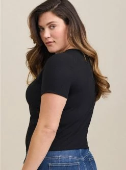 TORRID Fitted Super Soft Rib Short Sleeve Baby Tee -Cheap Torrid Shop 40055509 00684 av2