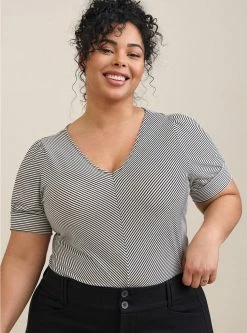 TORRID Studio Crepe V-Neck Puff Sleeve Top