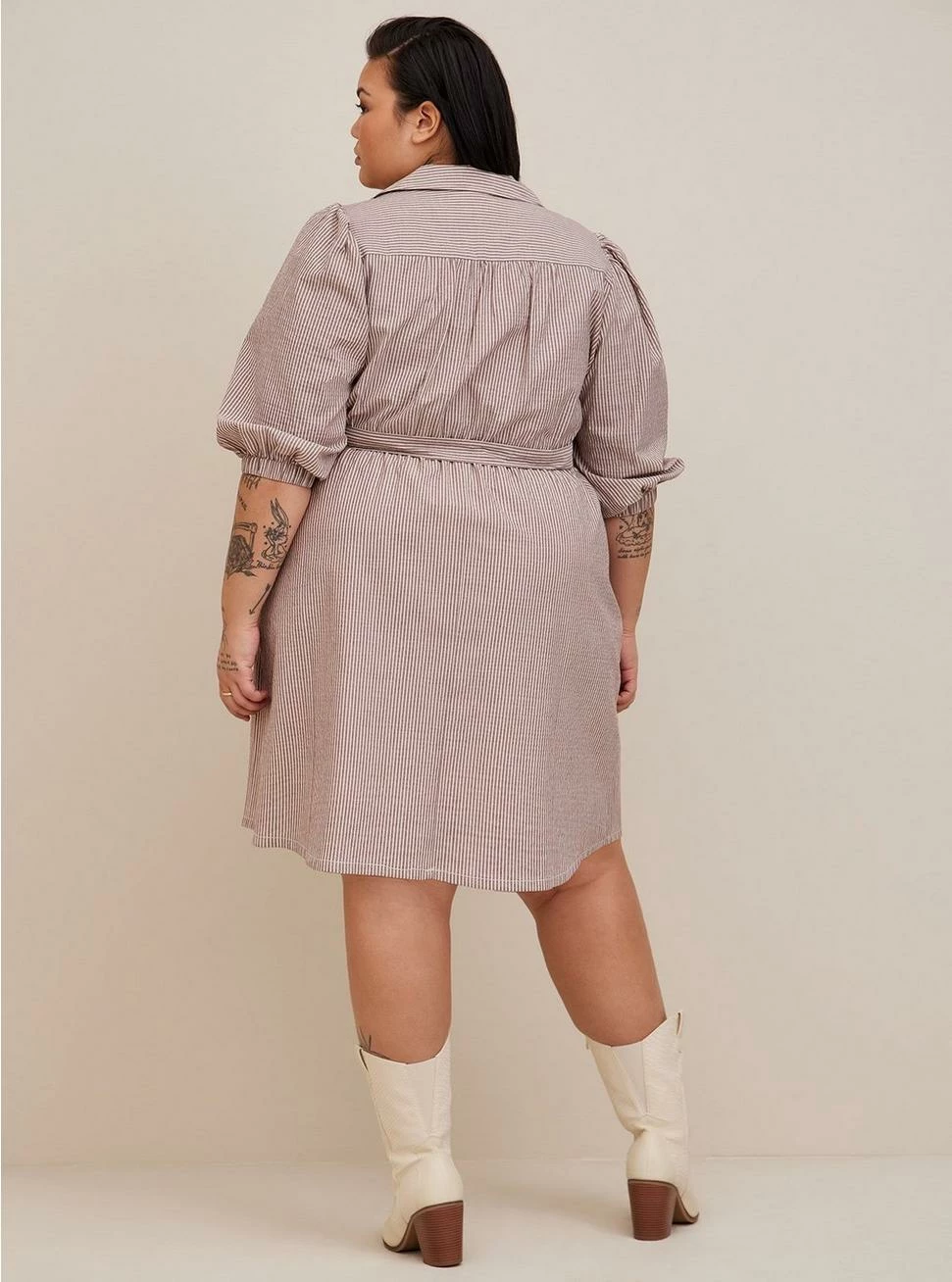 TORRID Mini Cotton Poly Blouson Sleeve Shirt Dress 3 TORRID Mini Cotton Poly Blouson Sleeve Shirt Dress - Image 2