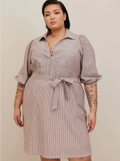 TORRID Mini Cotton Poly Blouson Sleeve Shirt Dress 8 TORRID Mini Cotton Poly Blouson Sleeve Shirt Dress -Cheap Torrid Shop 40056344 09629 av2