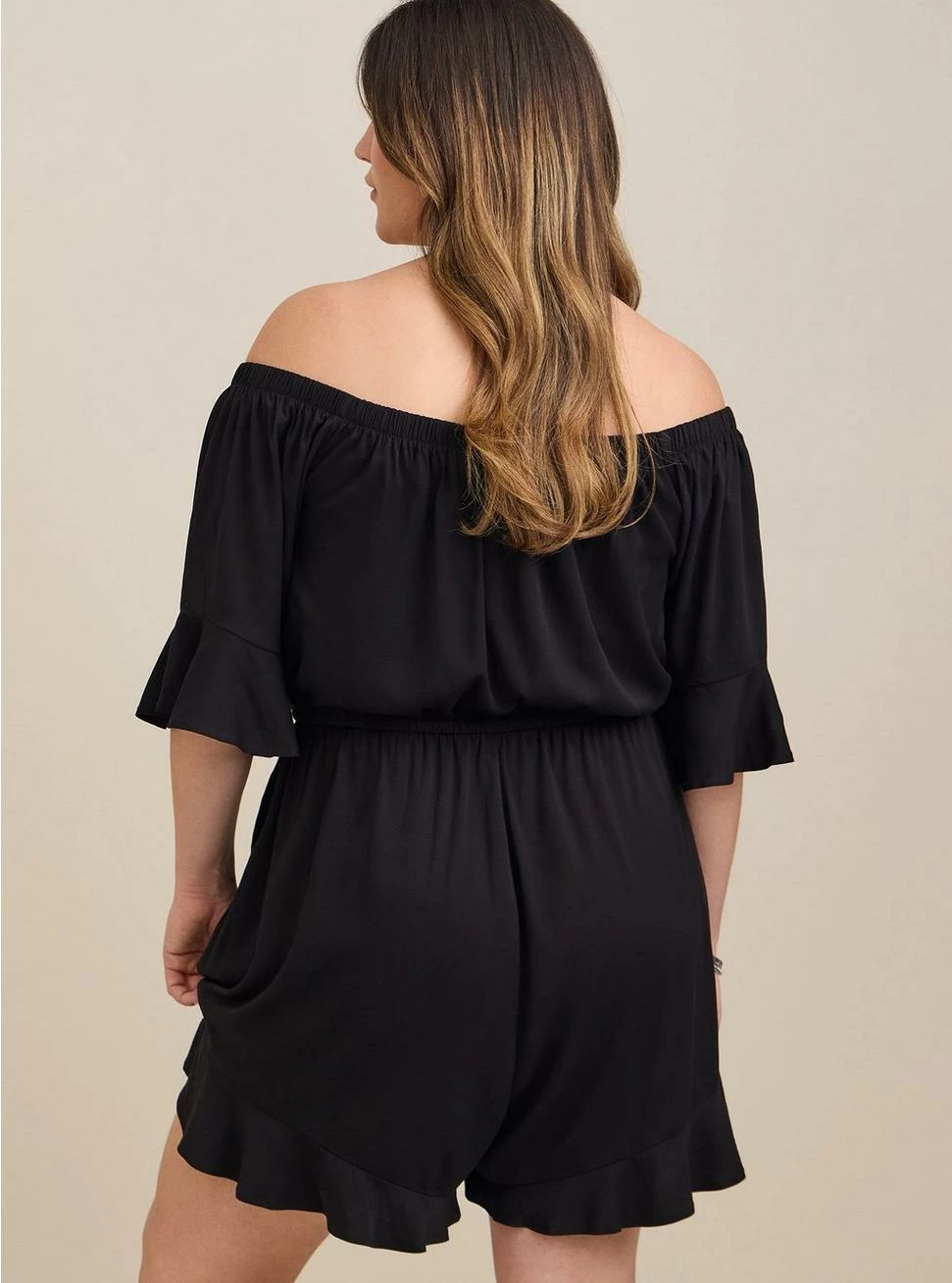 TORRID Stretch Challis Off-Shoulder Romper 5 TORRID Stretch Challis Off-Shoulder Romper - Image 3