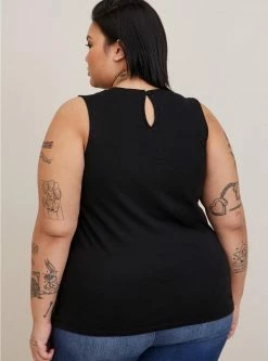 TORRID Cotton Modal Slub Lace Inset Mock Neck Tank -Cheap Torrid Shop 40060046 00684 av2