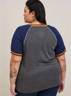 TORRID Super Soft Slub V-Neck Varsity Raglan Tee -Cheap Torrid Shop 40060084 06401 av2