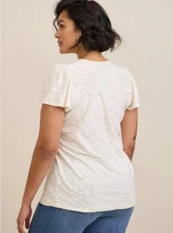 TORRID Knit Jacquard Crew Neck Flutter Sleeve Tee -Cheap Torrid Shop 40060121 10327 av2